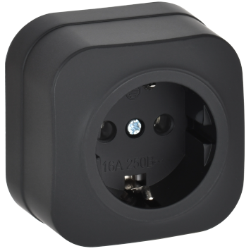 GLORY Роз. с з/к без з/ш о/у 16А РС20-3-ХЧм черн. м. IEK