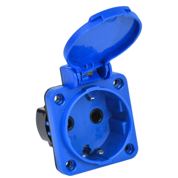 MAGNUM Розетка панельная SCHUKO РП11-3 IP44 синий IEK