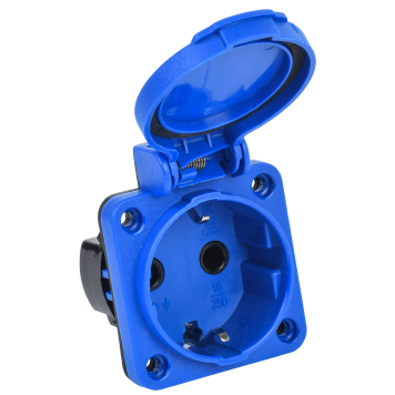 MAGNUM Розетка панельная SCHUKO РП12-3 IP54 синий IEK