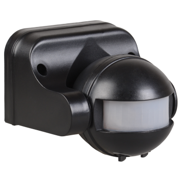 Датчик движения ДД 009 черный, макс. нагрузка 1100Вт, угол обзора 180град., дальность 12м, IP44, IEK