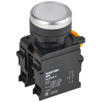 Кнопка d=22мм 1NO+1NC белая MASTER IEK