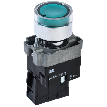 Кнопка LA167-BW3371 d=22мм RC 1NO с подсвет. зеленая IEK