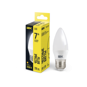 Лампа LED C35 свеча 7Вт 230В 3000К E27 IEK