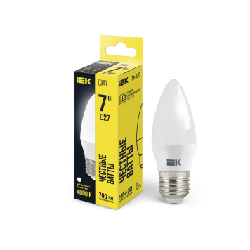 Лампа LED C35 свеча 7Вт 230В 4000К E27 IEK