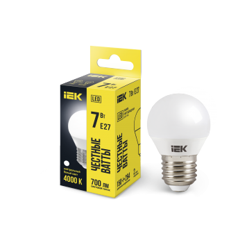 Лампа LED G45 шар 7Вт 230В 4000К E27 IEK