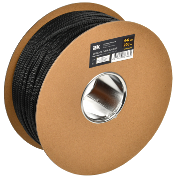 Оплетка кабельная 4-6мм полиэстер 200м черная IEK