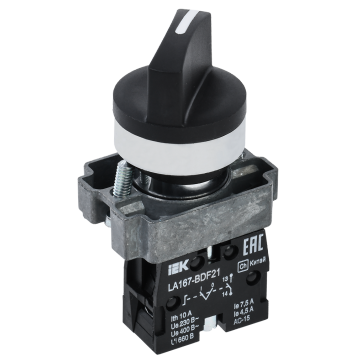 Переключатель LA167-BDF21 2 полож. 1NO черный IEK