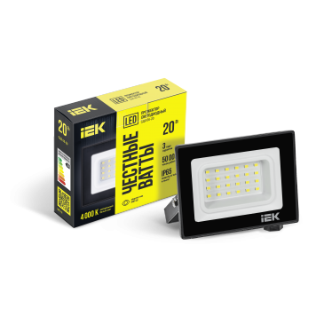 Прожектор СДО 06-20 светодиодный черный IP65 4000K IEK