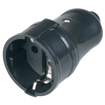 РПп10-02-Ст Розетка разб. прямая з/к 16А черная IEK