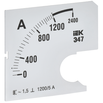 Шкала смен. для амперметра Э47 1200/5А-1,5 72х72мм IEK