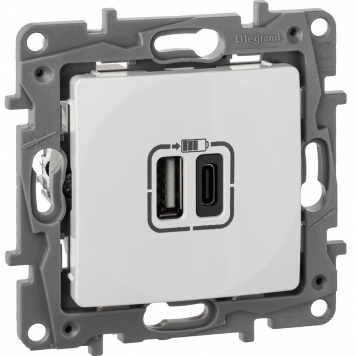 ETIKA Роз. USB A+C 15Вт бел.