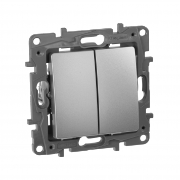 ETIKA Выключ. 2-кл. сх5 10АХ б/к алюм.