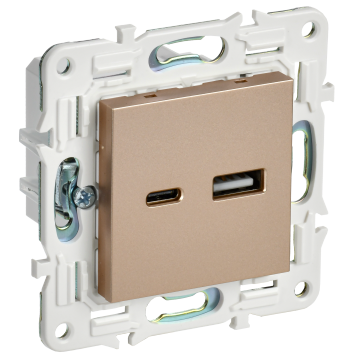 SKANDY Роз. USB A+C 3,1А SK-R14Sa песоч. IEK