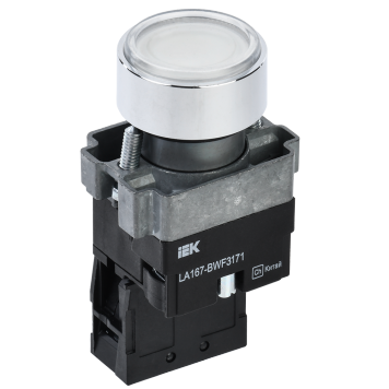 Кнопка LA167-BWF3171 d=22мм RC 1NO с подсвет. белая IEK