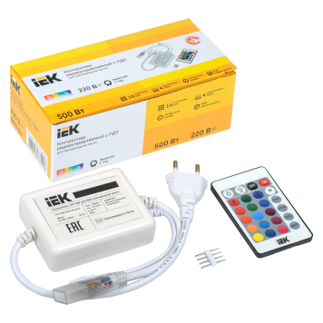 Контроллер с ПДУ ИК RGB 3 канала 220В 1А 500Вт IEK