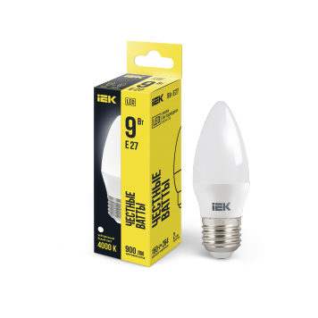 Лампа LED C35 свеча 9Вт 230В 4000К E27 IEK