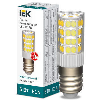 Лампа LED CORN капсула 5Вт 230В 4000К керамика E14 IEK