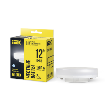 Лампа LED T75 таблетка 12Вт 230В 6500К GX53 IEK