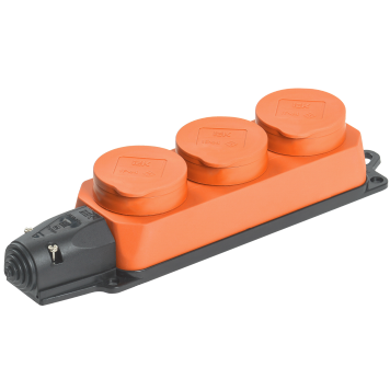 РБ33-1-0м Розетка трехместная ОМЕГА IP44 оранжевая IEK