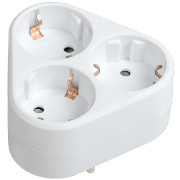 Тройник Т-01/03 3 места 2P+PE 16А треугольный белый IEK