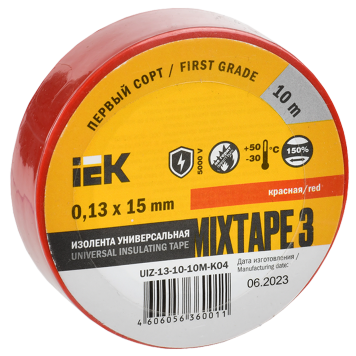 MIXTAPE BASIC Изолента 0,13х15мм красная 10м IEK