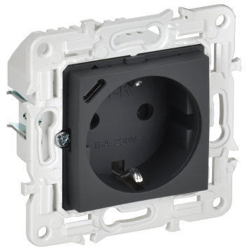 SKANDY Роз. с з/к/ш 16А с USB C 18Вт SK-R17G граф. IEK