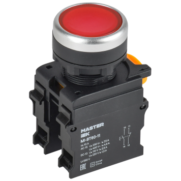 Кнопка d=22мм 1NO+1NC красная MASTER IEK