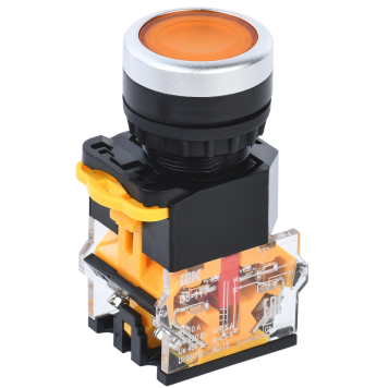 Кнопка D8-11T d=22мм 1NO+1NC с фиксацией желтая IEK