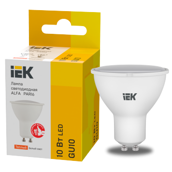 Лампа LED ALFA PAR16 софит 10Вт 230В 3000К GU10 (6шт)IEK