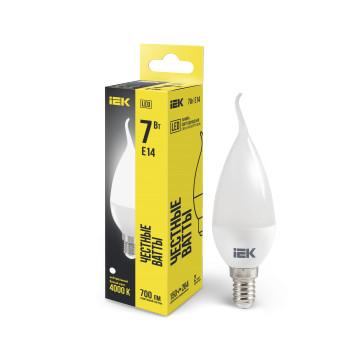 Лампа LED CB35 свеча на ветру 7Вт 230В 4000К E14 IEK