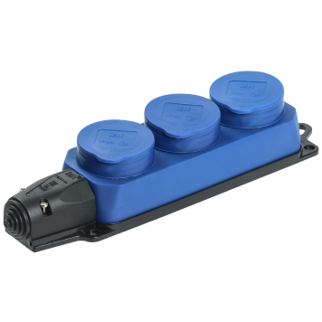 РБ33-1-0м Розетка трехместная ОМЕГА IP44 синяя IEK