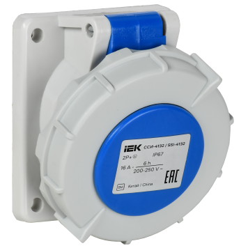 Розетка встр. угл. ССИ-4132 16А-6ч 220В 2P+PE IP67 IEK