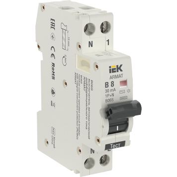ARMAT АВДТ B06S 1P+NP B8 30мА тип AC (18мм) IEK