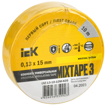 MIXTAPE BASIC Изолента 0,13х15мм желтая 10м IEK
