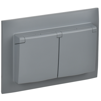 SKANDY Роз. 2-я с кр. 16А в сб IP44 SK-R12Gr сер. IEK