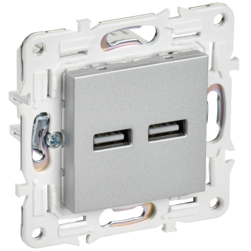 SKANDY Роз. USB A+A 3,1А SK-R15S сереб. IEK