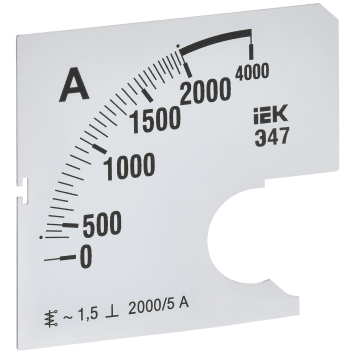 Шкала смен. для амперметра Э47 2000/5А-1,5 72х72мм IEK