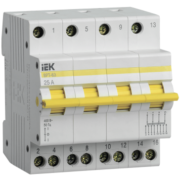 Выключатель-разъединитель трехпозиционный ВРТ-63 4P 25А IEK