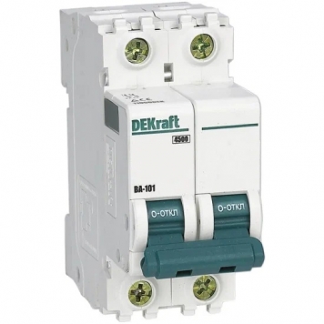 Авт. выкл. 2Р 6А х-ка C ВА-101 4,5кА DEKraft