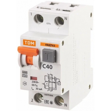 АВДТ 63 2Р С40/30м Выключатель дифф. токаTDM