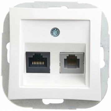 РОЗЕТКА ДВОЙ.RJ11+RJ45,КАТ5E,МЕХ-М,БЕЛЫЙ WDE000185